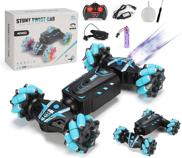 4WD Stunt Car with Gesture Control, 2.4GHz Remote Control, 360° Rotating Off-Road Vehicle with Lights – Toy Cars for Kids